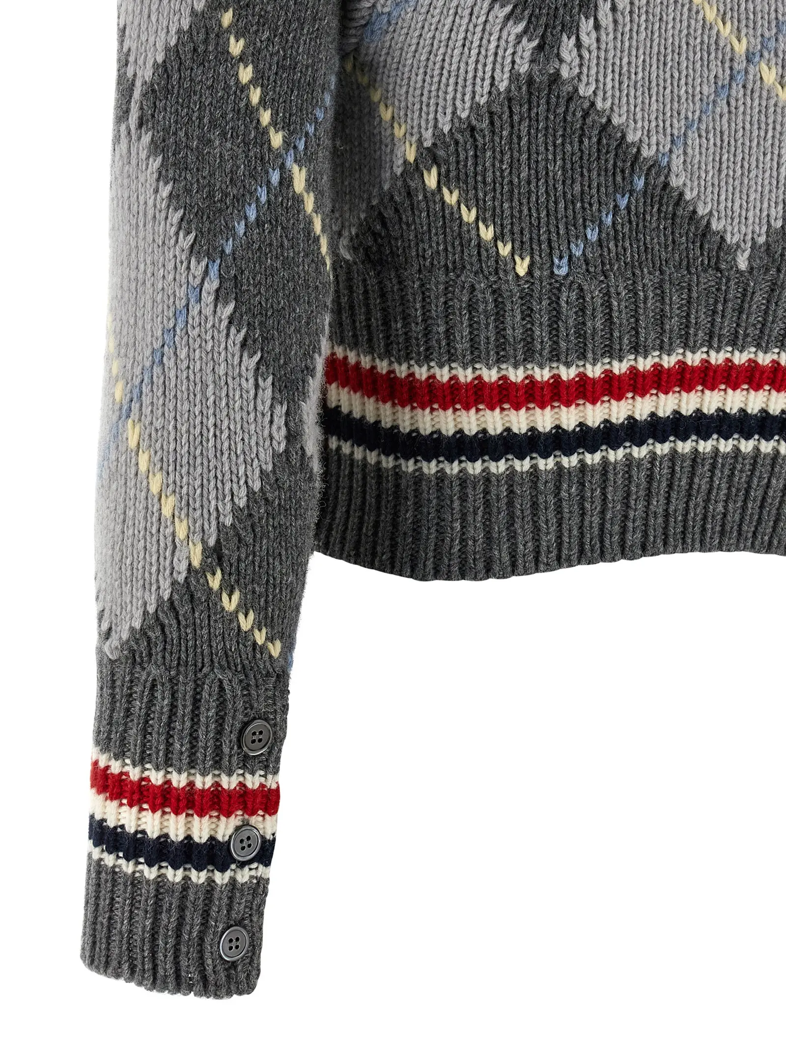Кардиган Argyle Thom Browne Сірий 4 Cardigan Argyle 97% virgin wool 7% polyamide THOM BROWNE Gray