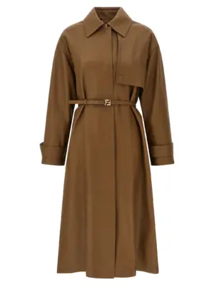 Nappa trench coat FENDI Brown