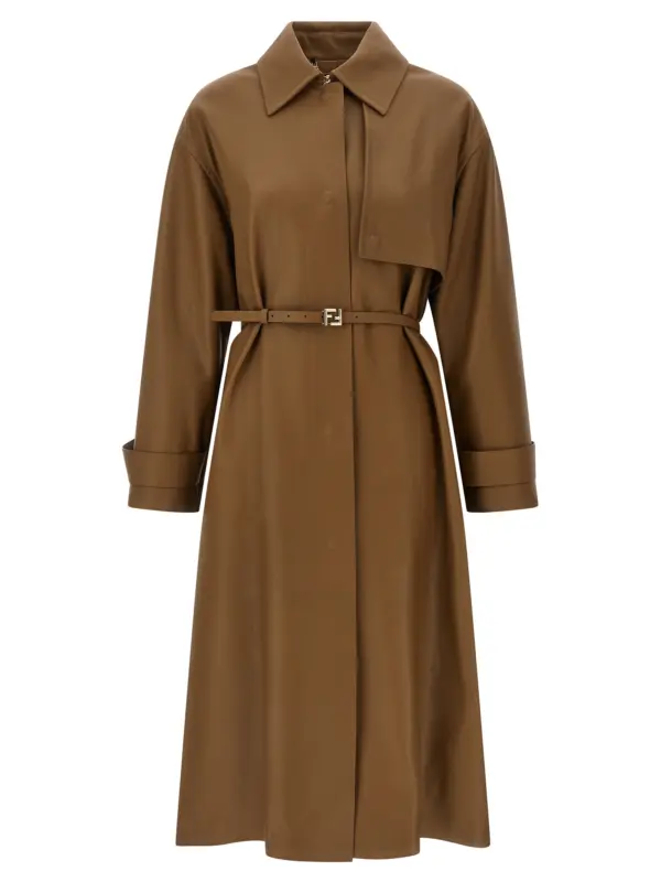 Nappa trench coat FENDI Brown