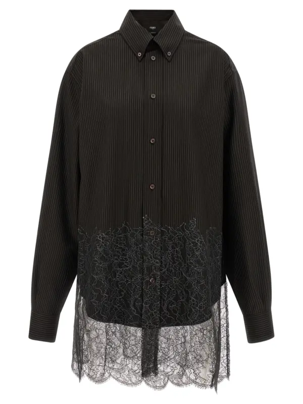 Wool and lace shirt FENDI Brown