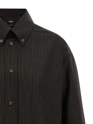 Wool and lace shirt Man FENDI Brown