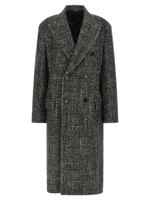 Bouclé wool coat DOLCE & GABBANA White/Black