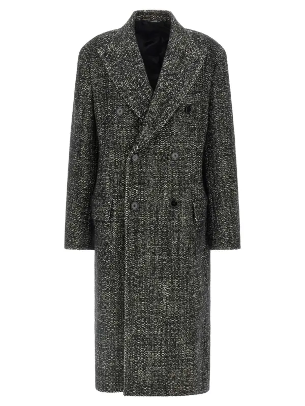Bouclé wool coat DOLCE & GABBANA White/Black