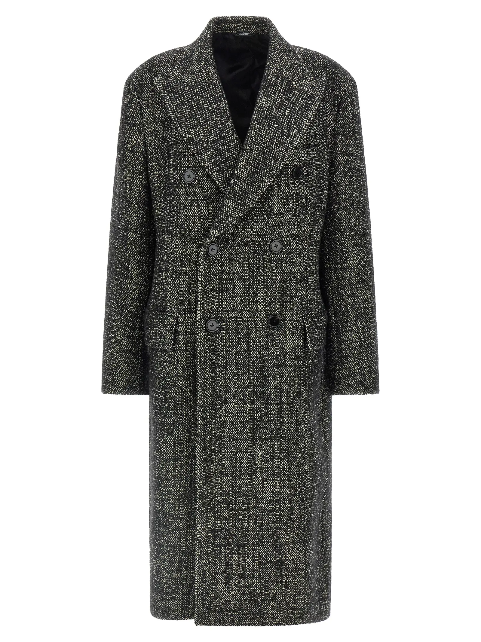 Пальто вовняне Bouclé Dolce Gabbana Чорно-біле 1 Bouclé wool coat DOLCE & GABBANA White/Black
