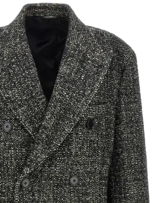 Bouclé wool coat Man DOLCE & GABBANA White/Black