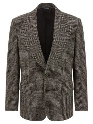 Prince of Wales Wool blazer DOLCE & GABBANA Brown