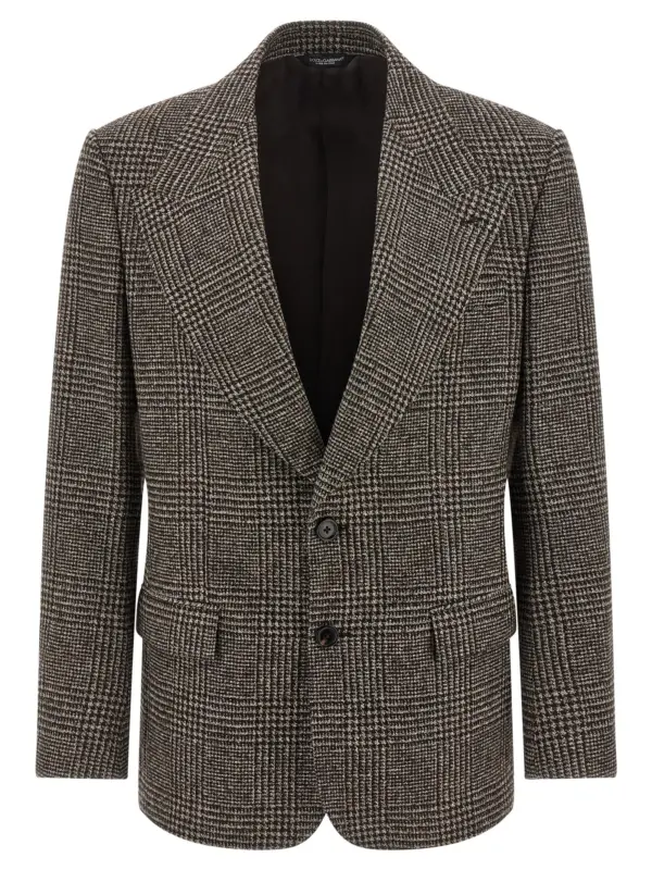 Prince of Wales Wool blazer DOLCE & GABBANA Brown