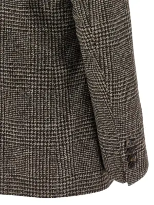 Prince of Wales Wool blazer 28% alpaca wool 27% wool 25% cotton 20% polyamide DOLCE & GABBANA Brown