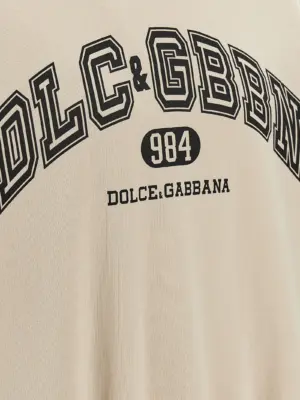 Logo print hoodie 100% cotton DOLCE & GABBANA Beige