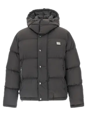 Logo patch down jacket DOLCE & GABBANA Gray