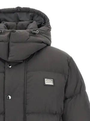 Logo patch down jacket 97% polyamide 3% elastane DOLCE & GABBANA Gray