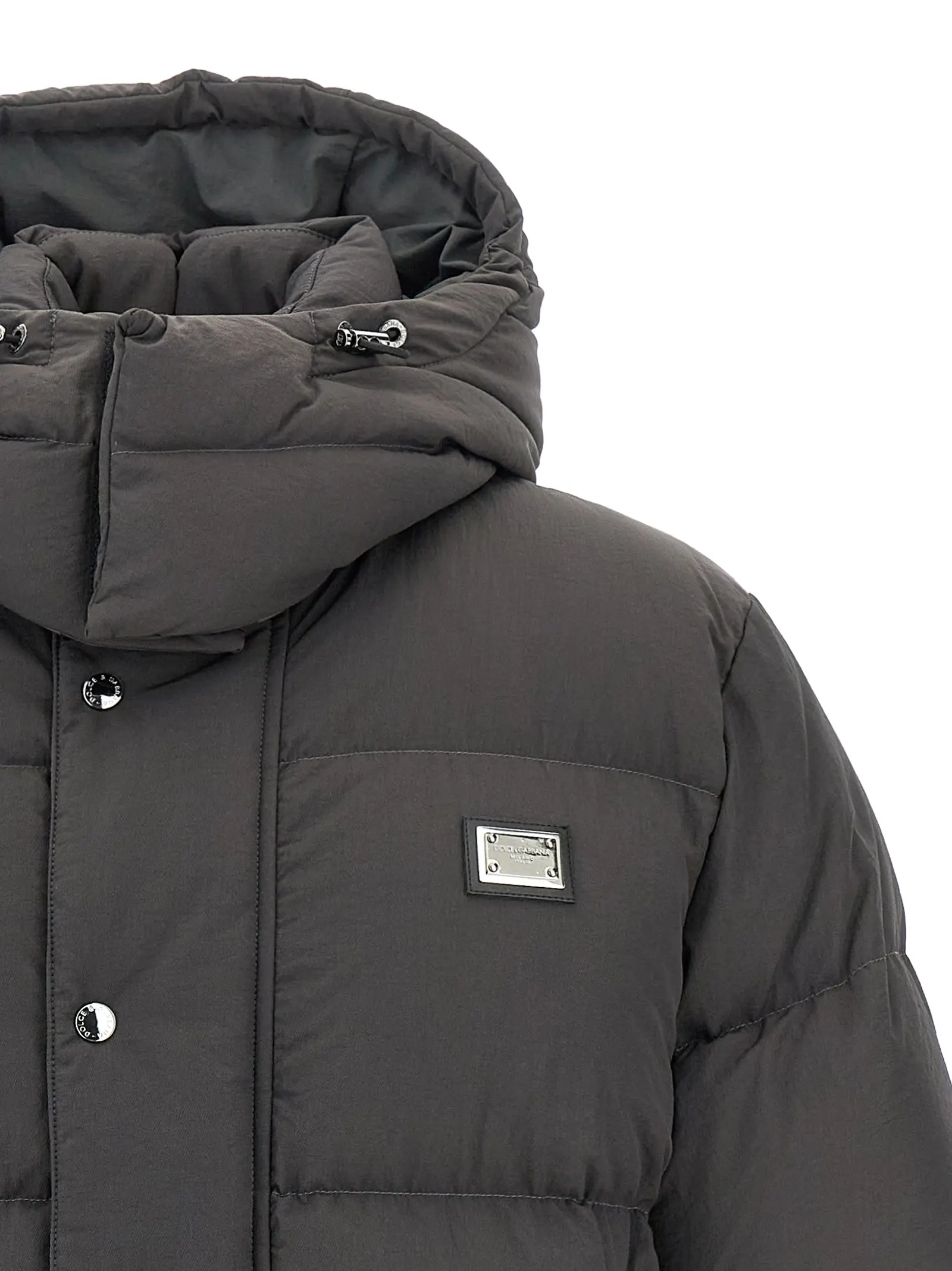 Куртка пухова Logo Patch Dolce Gabbana Сіра 4 Logo patch down jacket 97% polyamide 3% elastane DOLCE & GABBANA Gray