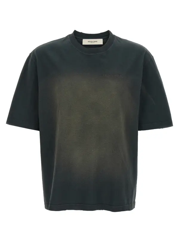 Used dyed cotton t-shirt GOLDEN GOOSE Black
