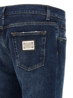 Logo plaque jeans 100% cotton DOLCE & GABBANA Blue