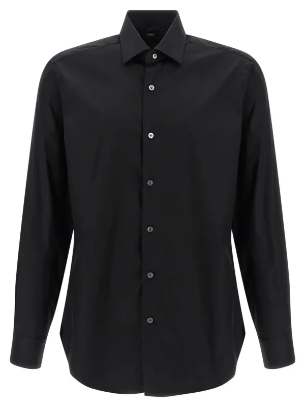 Stretch cotton shirt BARBA Black