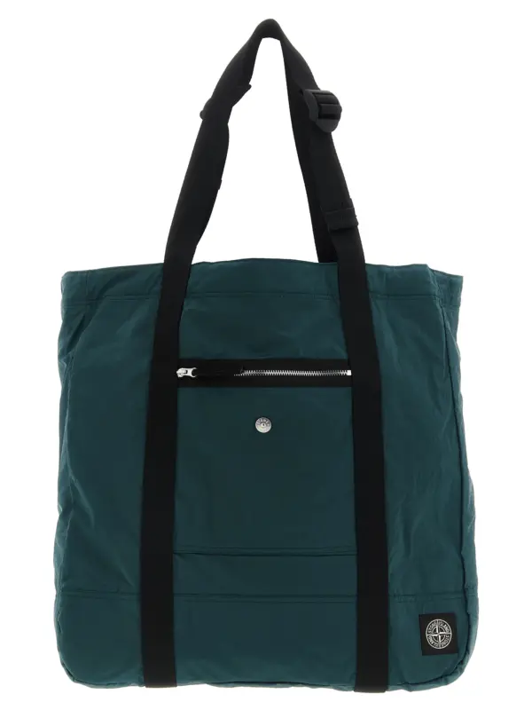 Logo patch shopping bag STONE ISLAND Green