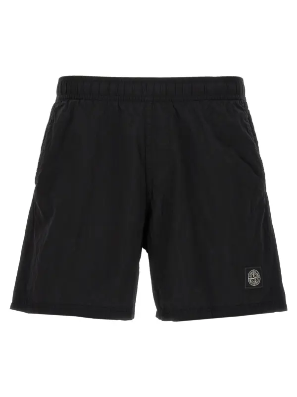Logo patch swim shorts STONE ISLAND Black