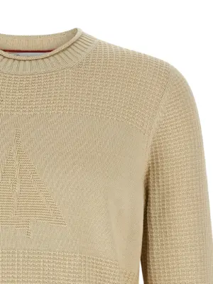 Waffle stitch cotton sweater Man BRUNELLO CUCINELLI Beige