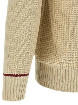 Waffle stitch cotton sweater 100% cotton BRUNELLO CUCINELLI Beige