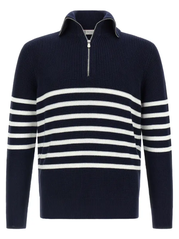 English half-ribbed sweater BRUNELLO CUCINELLI Blue