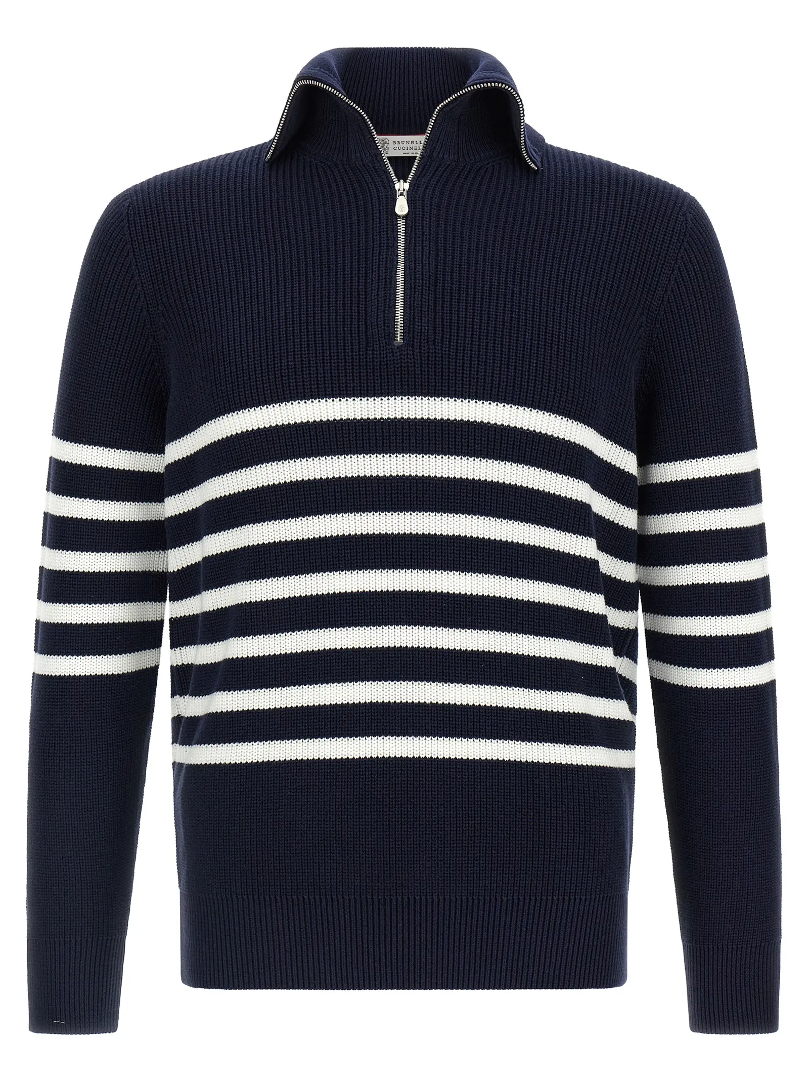 Светр вовняний English Half-Ribbed Brunello Cucinelli Синій 1 English half-ribbed sweater BRUNELLO CUCINELLI Blue