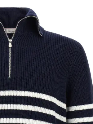 English half-ribbed sweater Man BRUNELLO CUCINELLI Blue