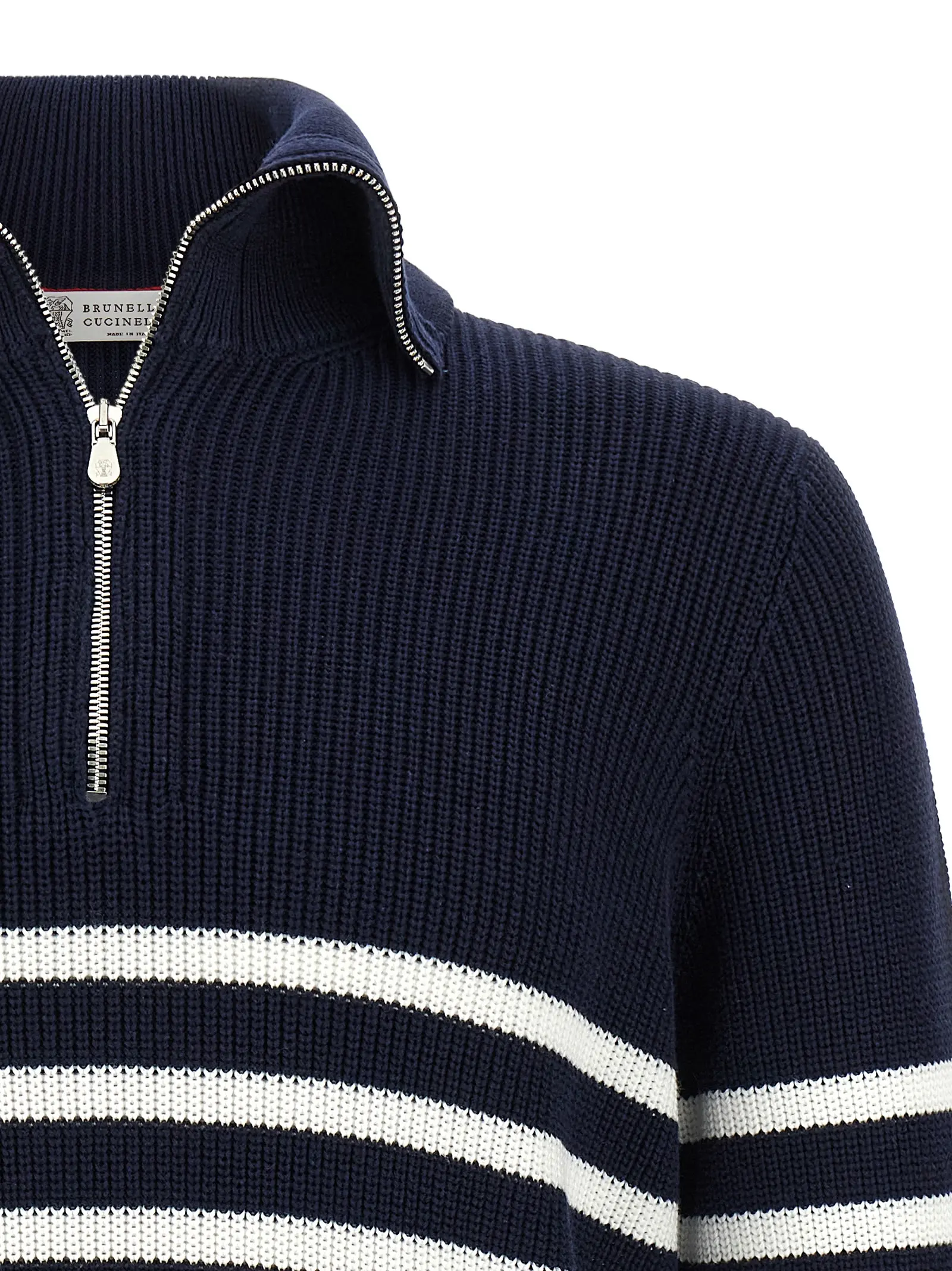 Светр вовняний English Half-Ribbed Brunello Cucinelli Синій 3 English half-ribbed sweater Man BRUNELLO CUCINELLI Blue