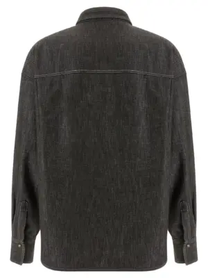 Lamé denim shirt MB148MY516C003 BRUNELLO CUCINELLI Brown