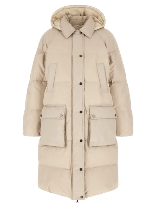 'Shiny Zipper Pull' down jacket BRUNELLO CUCINELLI Beige