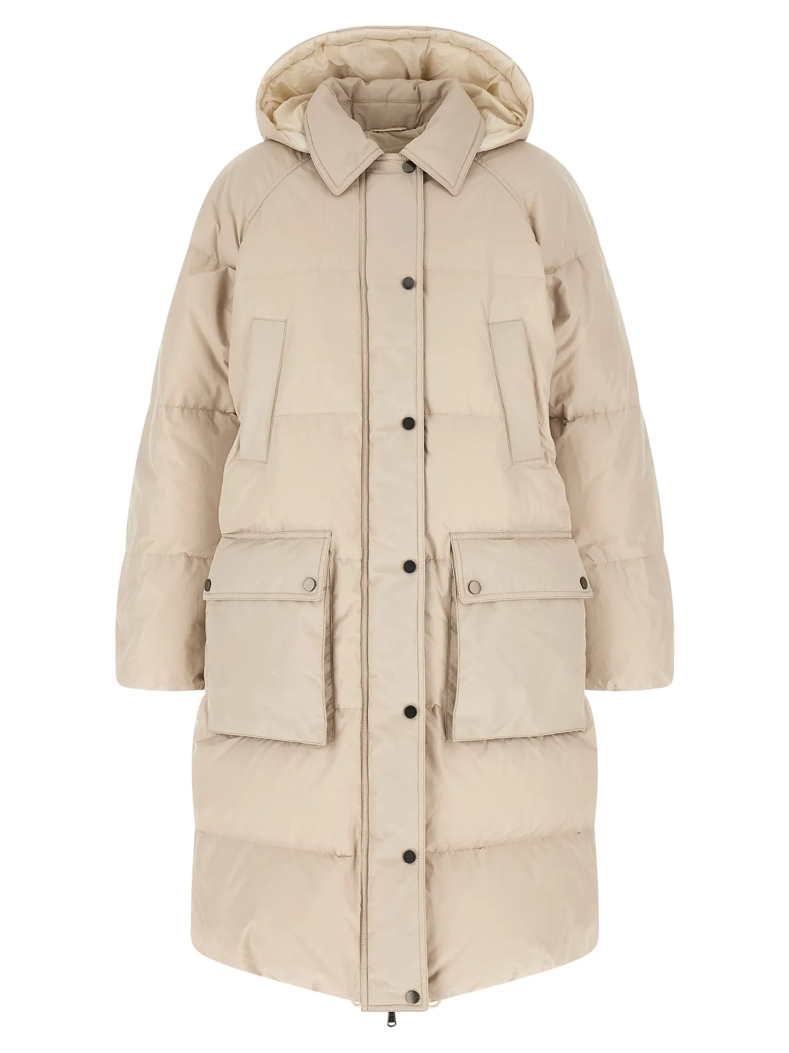 Пуховик Shiny Zipper Pull Brunello Cucinelli Бежевий 1 'Shiny Zipper Pull' down jacket BRUNELLO CUCINELLI Beige