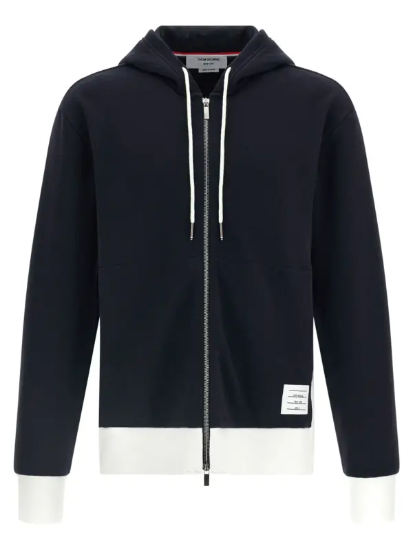 '4 Bar' insert hoodie THOM BROWNE Blue