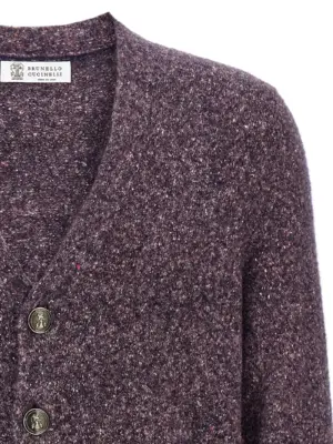 Buttoned cardigan Man BRUNELLO CUCINELLI Purple