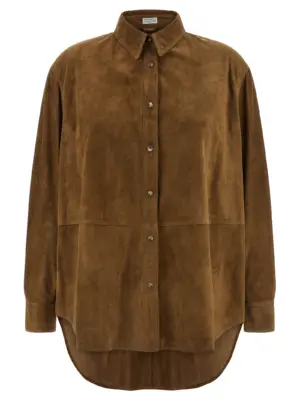 Suede shirt BRUNELLO CUCINELLI Brown