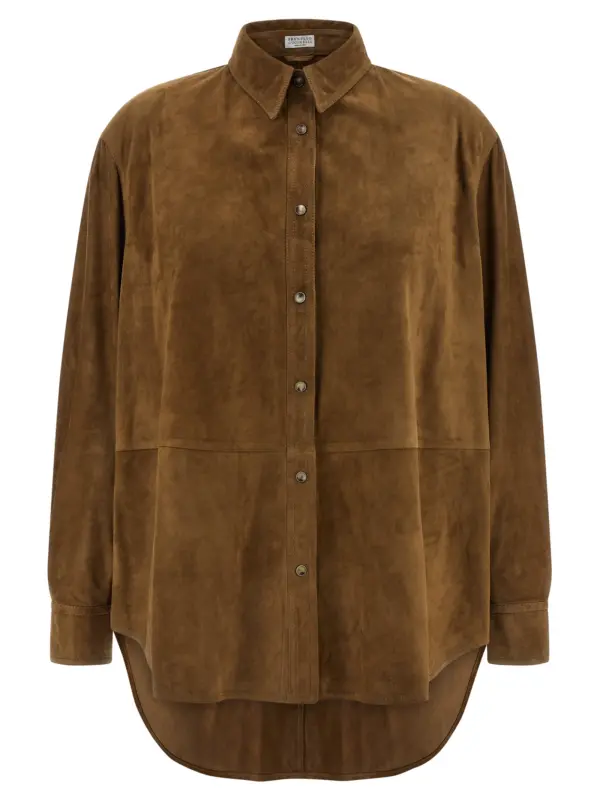 Suede shirt BRUNELLO CUCINELLI Brown