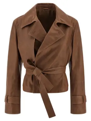 'Crop' trench coat BRUNELLO CUCINELLI Brown