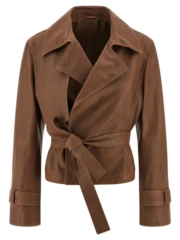 'Crop' trench coat BRUNELLO CUCINELLI Brown