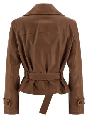 'Crop' trench coat MPLOU7766C9900 BRUNELLO CUCINELLI Brown