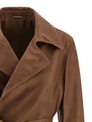 'Crop' trench coat Woman BRUNELLO CUCINELLI Brown