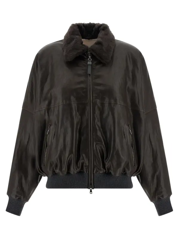 'Aviator' bomber jacket BRUNELLO CUCINELLI Brown