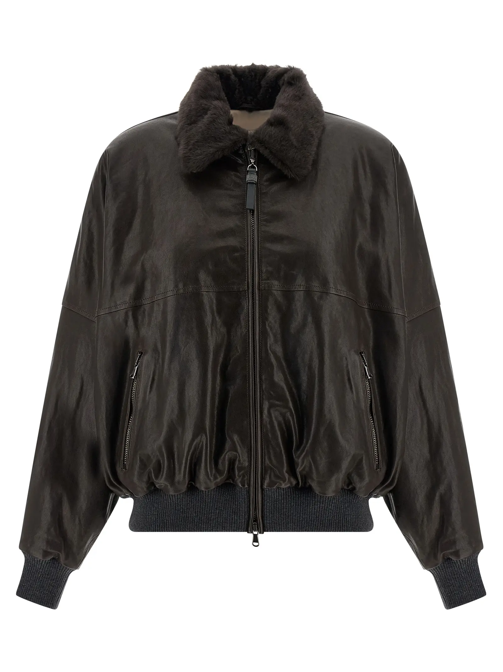 Бомбер Aviator Brunello Cucinelli Коричневий 1 'Aviator' bomber jacket BRUNELLO CUCINELLI Brown