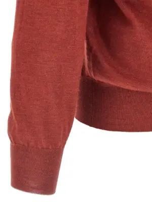 Shaved knit polo shirt 42% ws 36% silk 22% linen BRUNELLO CUCINELLI Red