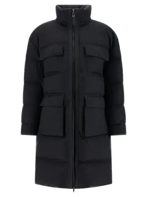 'Shiny Zipper Pull' long down jacket MT2269787C005 BRUNELLO CUCINELLI Gray