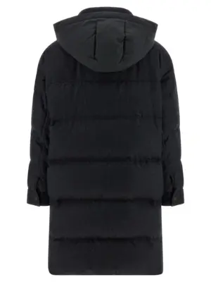 'Shiny Zipper Pull' long down jacket Woman BRUNELLO CUCINELLI Gray