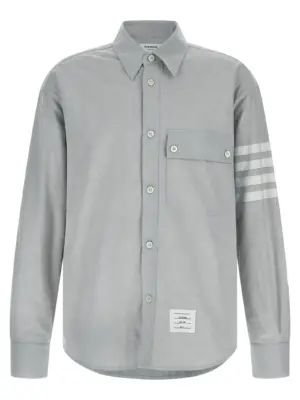 '4BAR' flannel shirt THOM BROWNE Gray