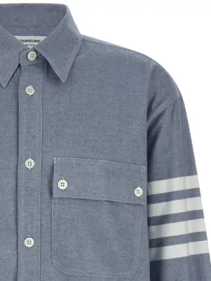'4BAR' flannel shirt Man THOM BROWNE Light Blue