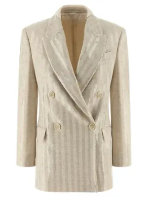 Sequin blazer BRUNELLO CUCINELLI Beige