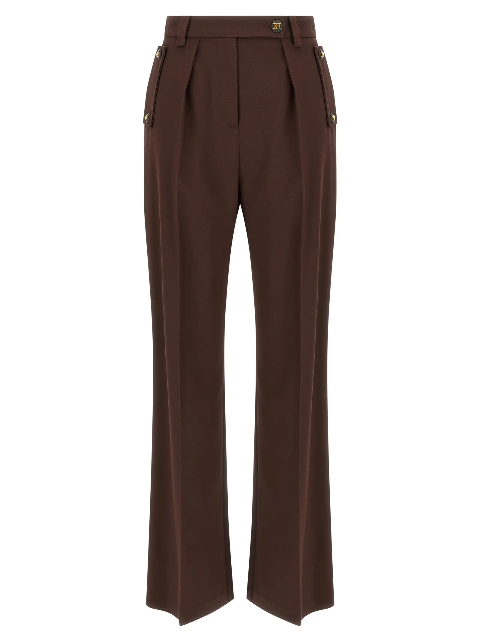 Штани Palazzo Elisabetta Franchi Коричневі 1 Palazzo pants ELISABETTA FRANCHI Brown