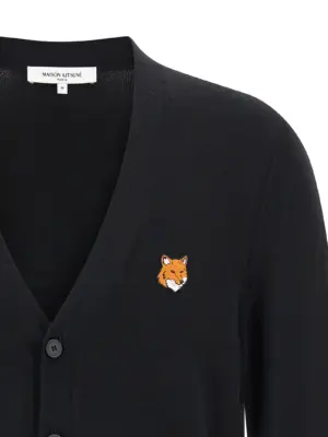 'Fox Head' cardigan Man MAISON KITSUNE Black