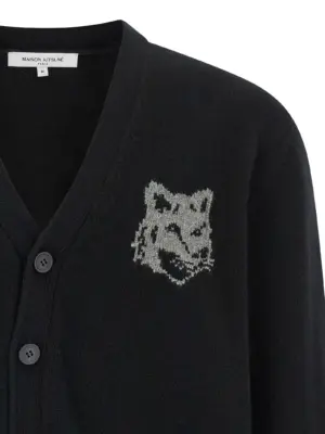 'Fox Head' cardigan Man MAISON KITSUNE Black