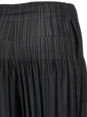 'Fluffy Basics' pants 100% polyester PLEATS PLEASE ISSEY MIYAKE Black